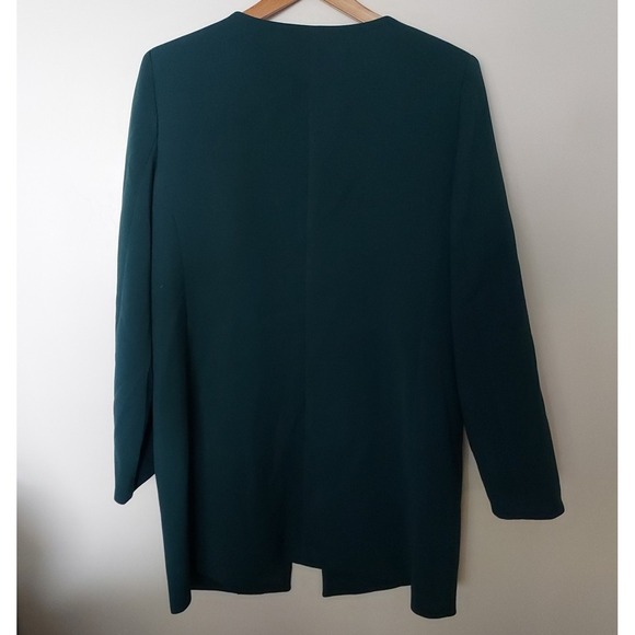 Tahari Arthur S. Levine Women's‎ Size 12 Long Coat Jacket Green Holiday - Picture 3 of 8